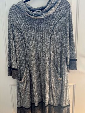 Signature Heathered Grey Cowl Neck Knit Top